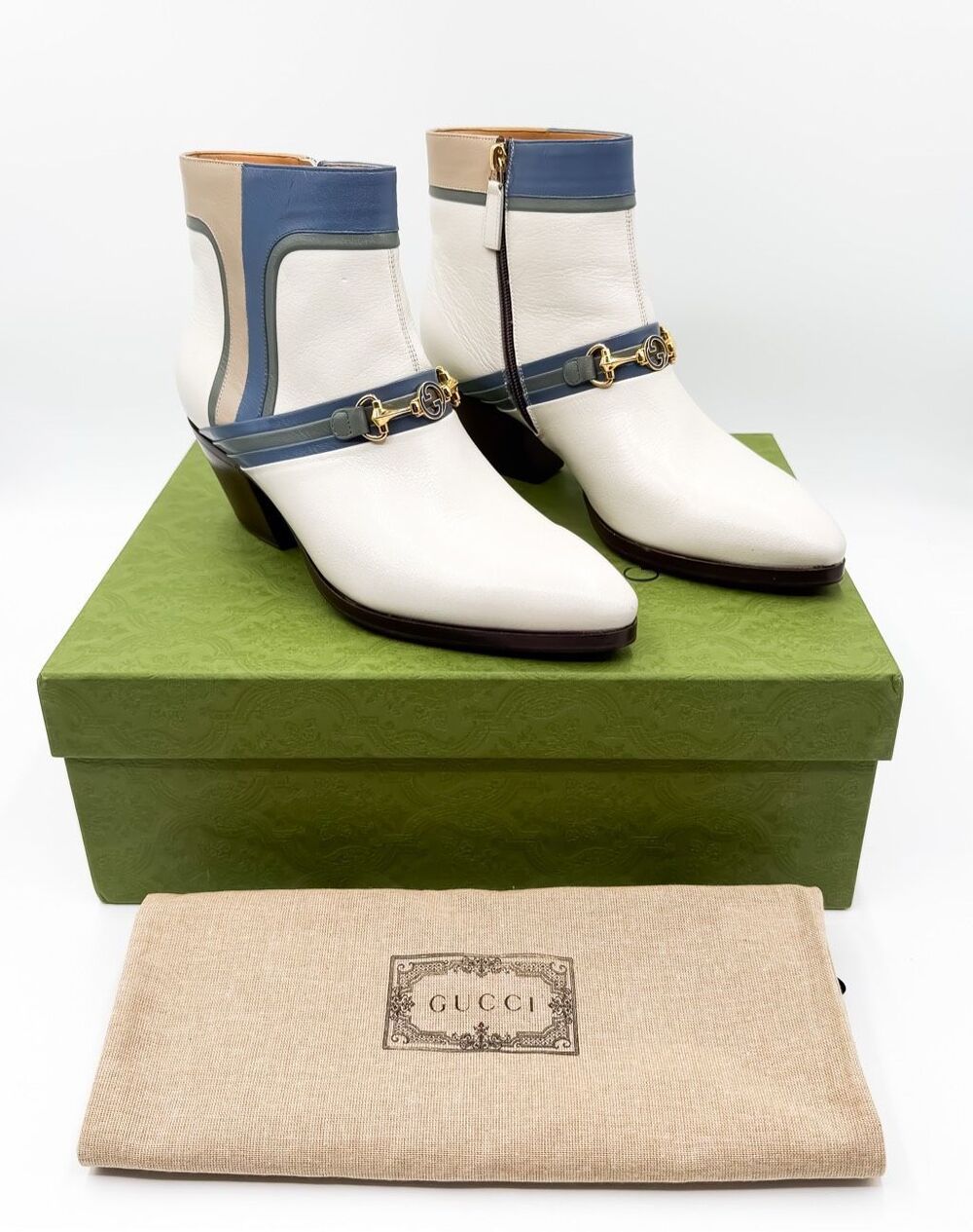 Gucci Zahara Boots Interlocking GG Horsebit Ankle Leather Bootie EU 42 US 12